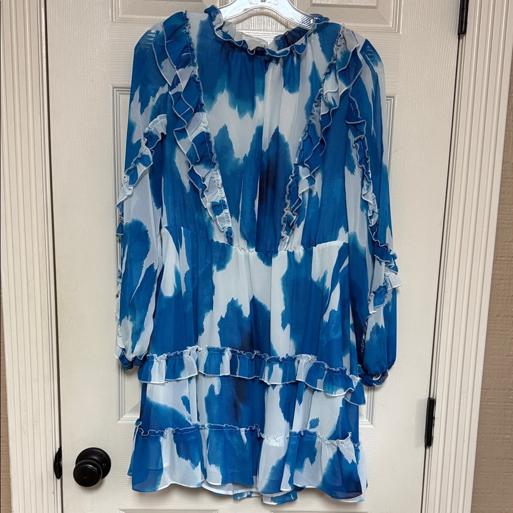 Scoop Blue and White Dress